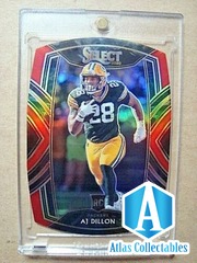 2020 Panini Select AJ Dillon RC Die Cut Red #265 Club Level - Packers